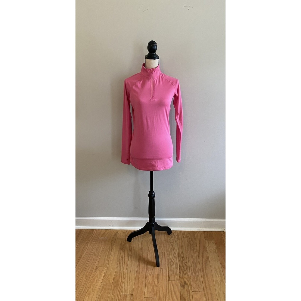 Nike Dri Fit Pro Combat Pink 1/4 Zip Therma Fitted LS Shirt Top Womens sz Medium